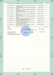 Приложение 1 лист 2 к сертификату соответствия N0316841