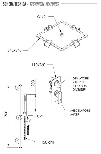 Душевая система Remer Absolute AU92S01EFS34
