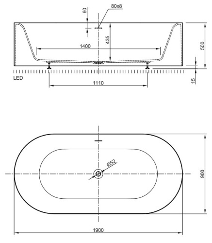 Ванна Knief K.Stone MOON 190x90 0600-030-01