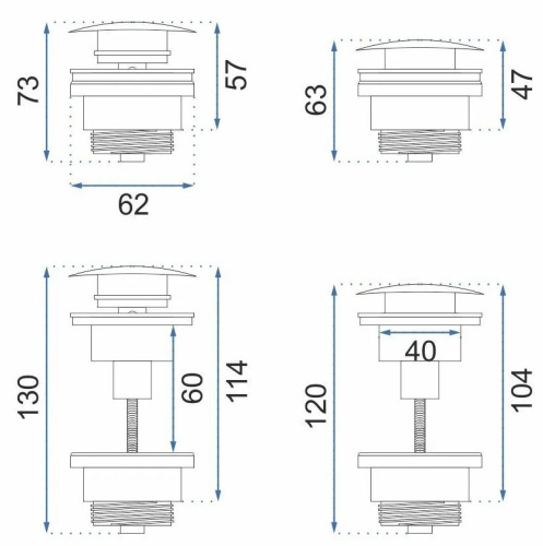 Сифон с донным клапаном клик-клаком универсальным Rea Brush Nikiel A4400 