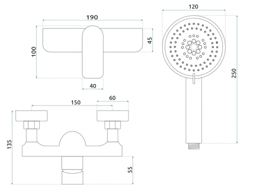 Смеситель для душа Rea Dart black matt B3302