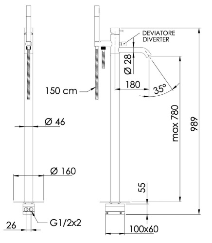 Смеситель для ванны Daniel Tokyo TK678CR