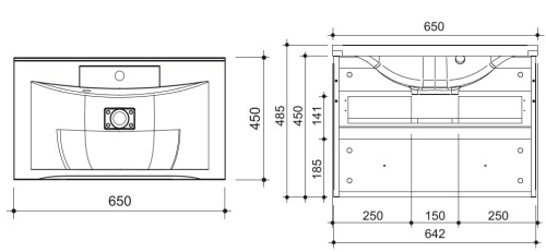 Тумба подвесная Caprigo Accord 65 2219-SF024