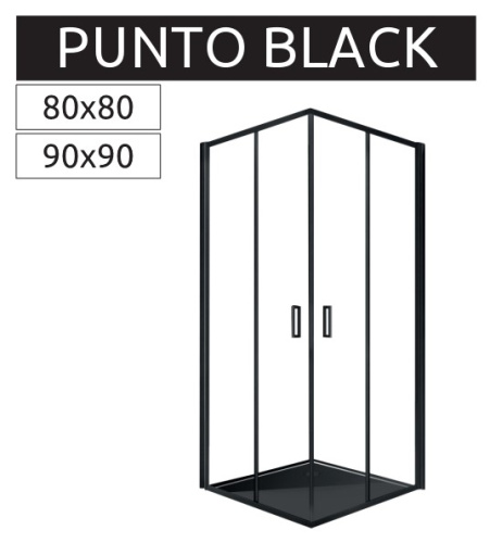 Душевой уголок Rea Punto Black 80x80 K4800