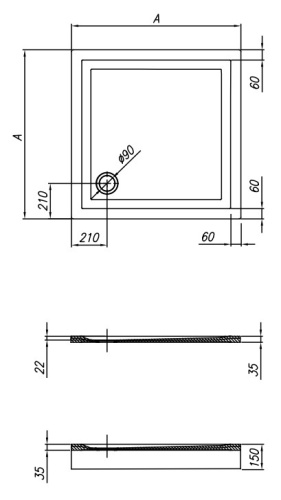 Душевой поддон Kolpa-san Canary 90x90 white 597190