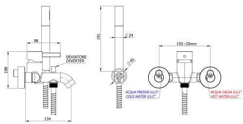 Смеситель для ванны Remer Metrica MC02