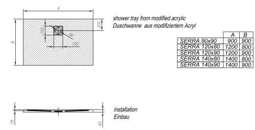 Душевой поддон Kolpa-san Serra 140x80 graphite 576360