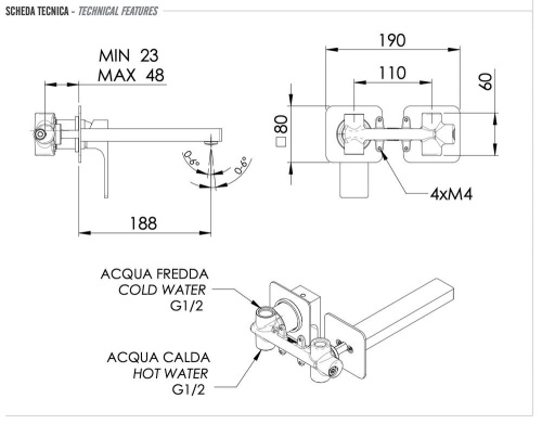 Смеситель для раковины Remer Absolute AU15P