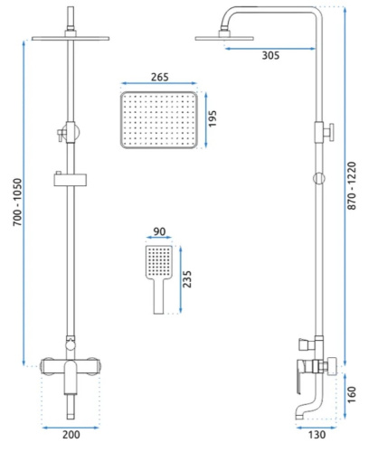 Душевая система Rea Hass gold matt B9972