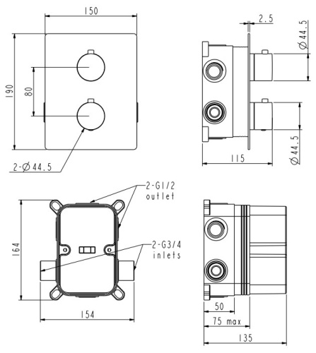 Смеситель для душа Nemo Round NM-2358BG brush gold