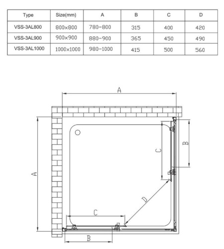 Душевой уголок Vincea Alpha VSS-3AL100CLG