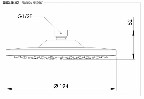 Верхний душ с шарнирным соединением 20 см Remer 354EC20X
