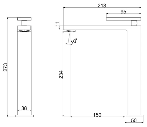 Смеситель для раковины Vincea Dice VBF-2DS2GM