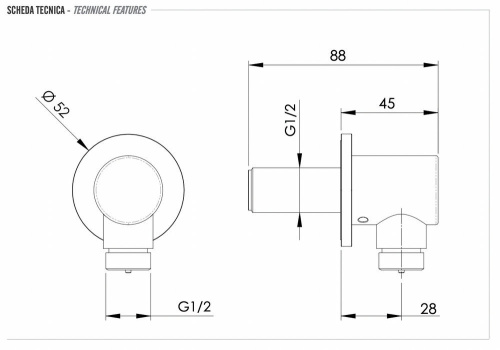 Шланговое подключение для душа Remer INOX SS309, нержавеющая сталь