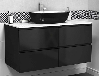 Тумба подвесная Vela Мира 100П 4 ящика (черный матовый) TU37109