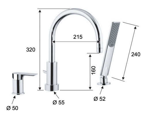 Смеситель для ванны Remer Infinity I07