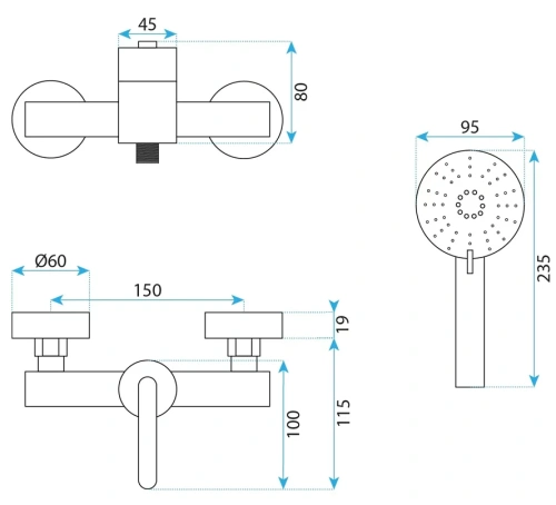 Смеситель для душа Rea Ontario tytan B5503