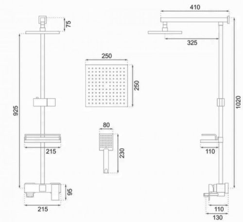 Душевая система Rea Jack Gold P7008