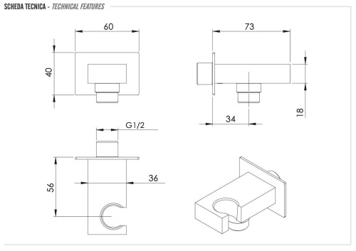 Держатель ручного душа с подключением Remer 337WDO, золото глянцевое