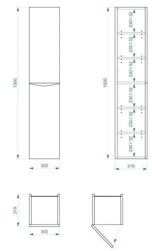 Пенал подвесной Vela Бриз 30П (двери) петли левые RS633466