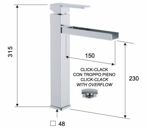 Смеситель для раковины Remer Qubika Cascata QC10L