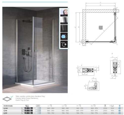 Душевой уголок Kolpa-San Andromeda Q 100 silver brill transparent 516470