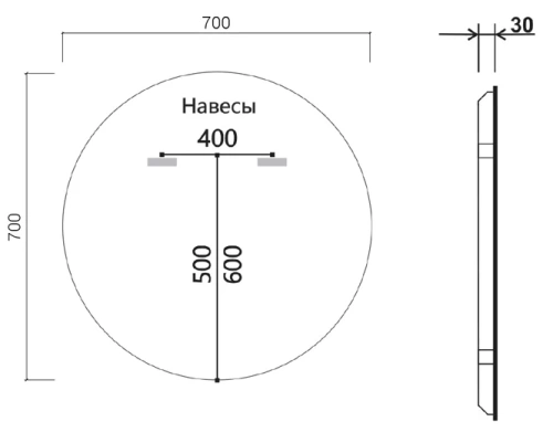 Зеркало Vincea LED 700×700 VLM-3DE700B-2 Зеркало Vincea LED 700×700 VLM-3DE700B-2