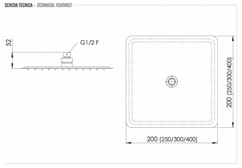 Верхний душ с шарнирным соединением 30 см Remer 357UFD30X