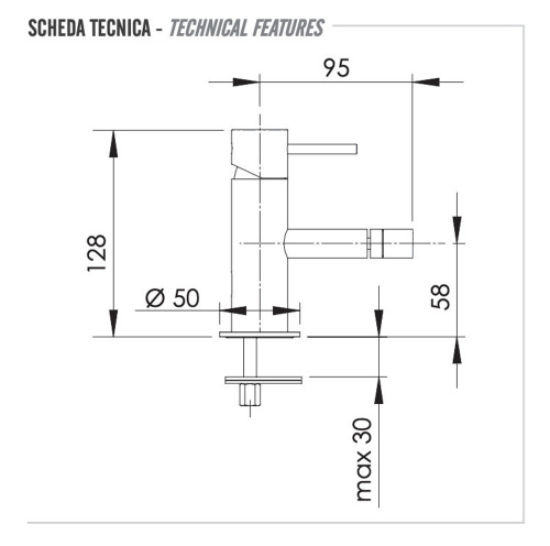 Смеситель для биде Remer X Style X22CFP, черный брашированный хром