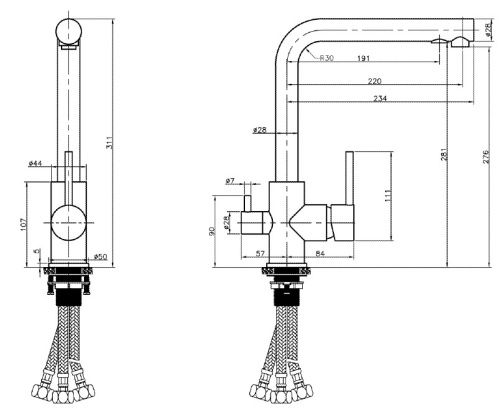 Смеситель для мойки Vivi Felice 1718-12 Oro Opaco