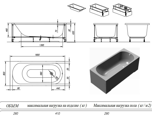 Ванна акриловая Kolpa-San Betty 180x80