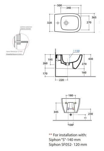 Биде подвесное Globo GENESIS GNS10BI