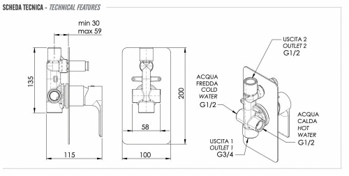 Смеситель для душа Remer Energy EY09L