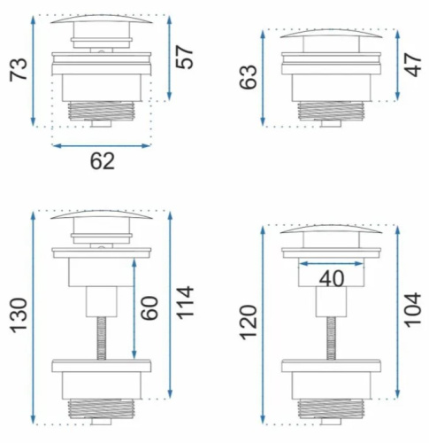 Сифон с донным клапаном клик-клаком универсальным Rea White A6952