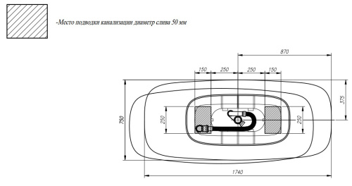 Ванна из искусственного камня Kolpa-San Milo FS 174x75 Black