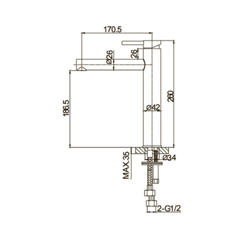 Смеситель для умывальника Caprigo Don 53-023-CRM