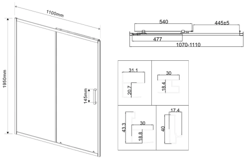 Душевая дверь Vincea City VDS-5CT110CLGM
