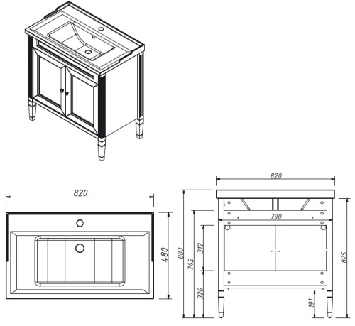 Тумба напольная Caprigo Albion Concept 80 34012-SF013