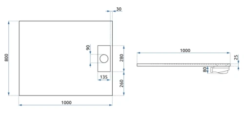 Душевой поддон Rea Bazalt Black 80*100 K3304