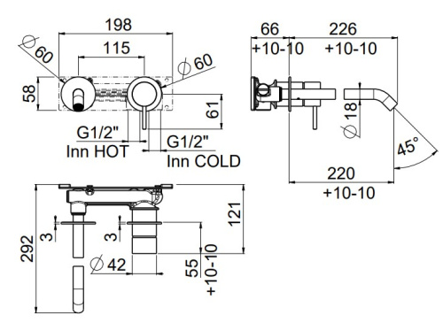Смеситель для умывальника Carimali ilTondo 0-ITD2702EST-CR