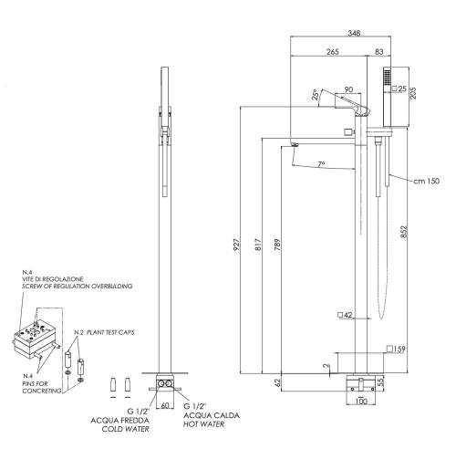 Смеситель для ванны Remer Absolute AU08NO, чёрный матовый