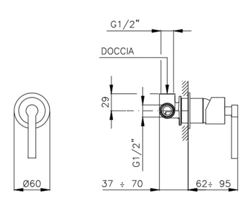 Смеситель для душа Nicolazzi Mac Kinley 05 3706EXTCR29M