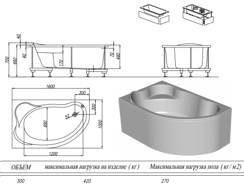 Ванна акриловая Kolpa-San Amadis 160x100-R