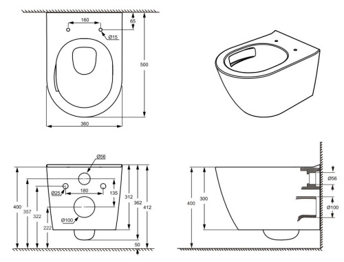 Унитаз подвесной Ceramalux TR0199