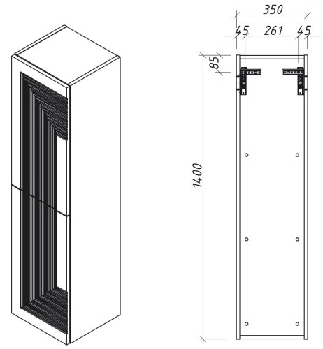 Пенал подвесной Caprigo Modo Quarta 35 35750L-SF024