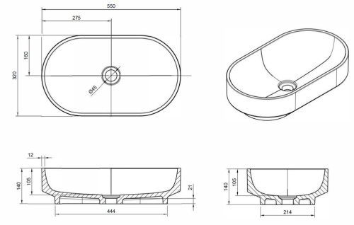Умывальник Knief Ellipse Shape Malachit 70203090