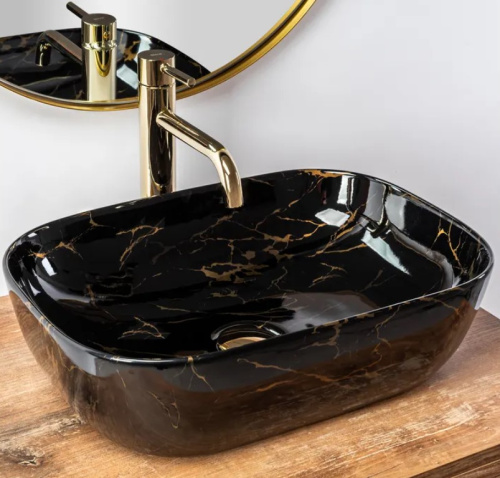 Умывальник Rea Belinda Black Marble Shiny U8907