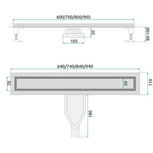Душевой трап Rea Neox Superflow Nikiel matt 700 G2706