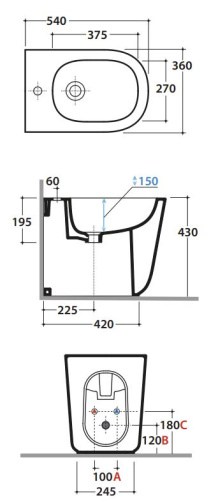 Биде напольное Globo Lalita LT009BI