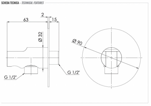 Держатель ручного душа с подключением Remer 337XVO, бронза